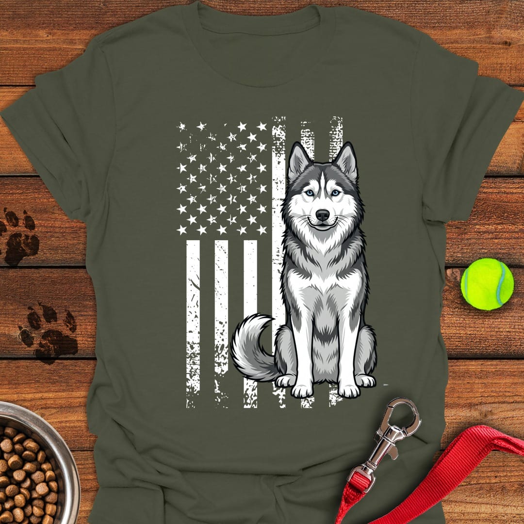 Husky USA Flag Military Green
