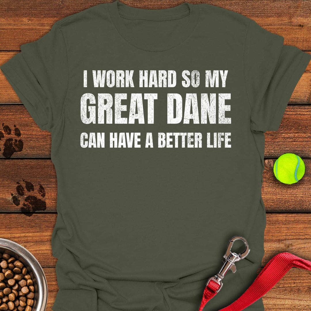 I Work Hard Great Dane Military Green
