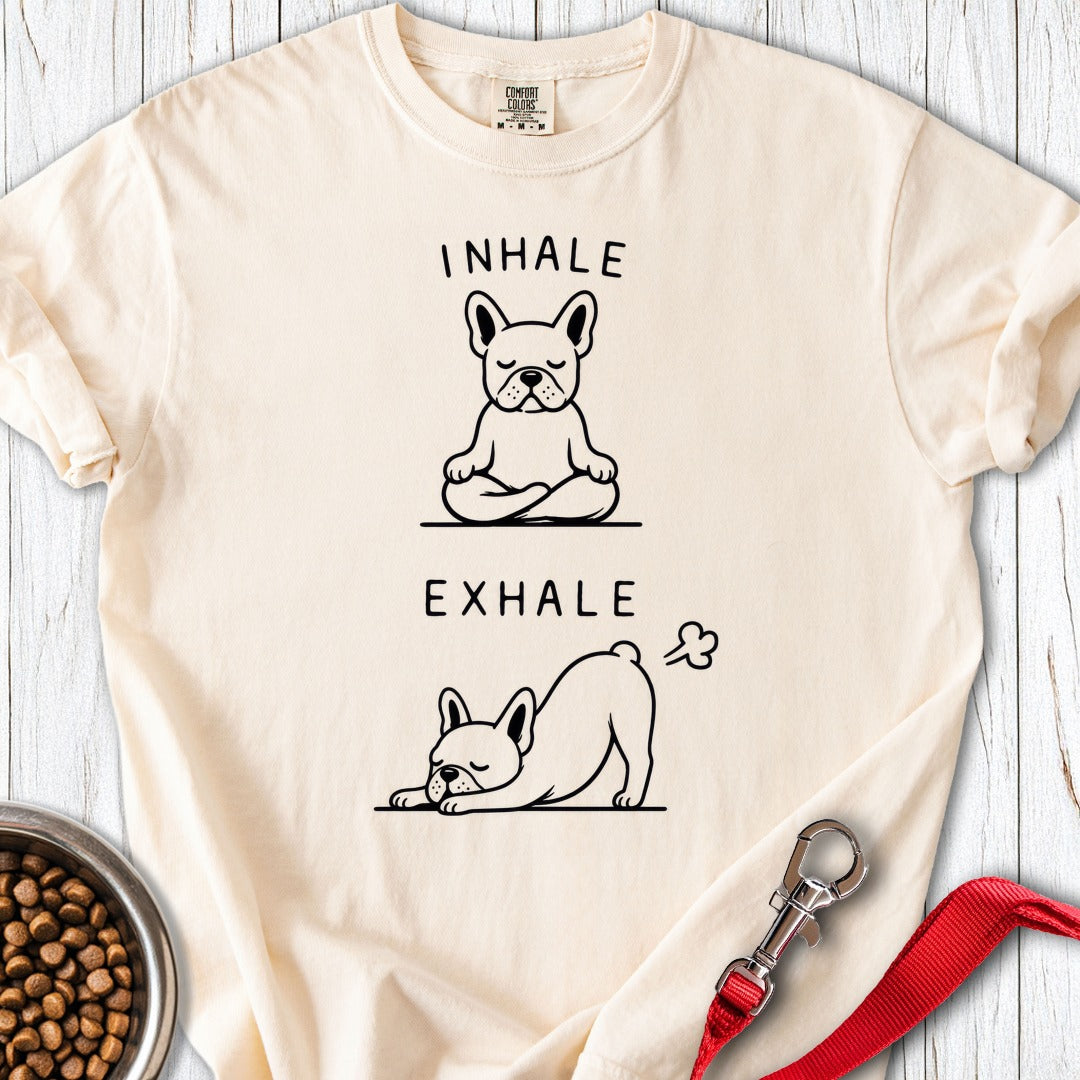 Inhale Exhale French Bulldog Premium Tee Ivory