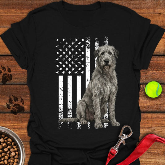 Irish Wolfhound USA Flag Black