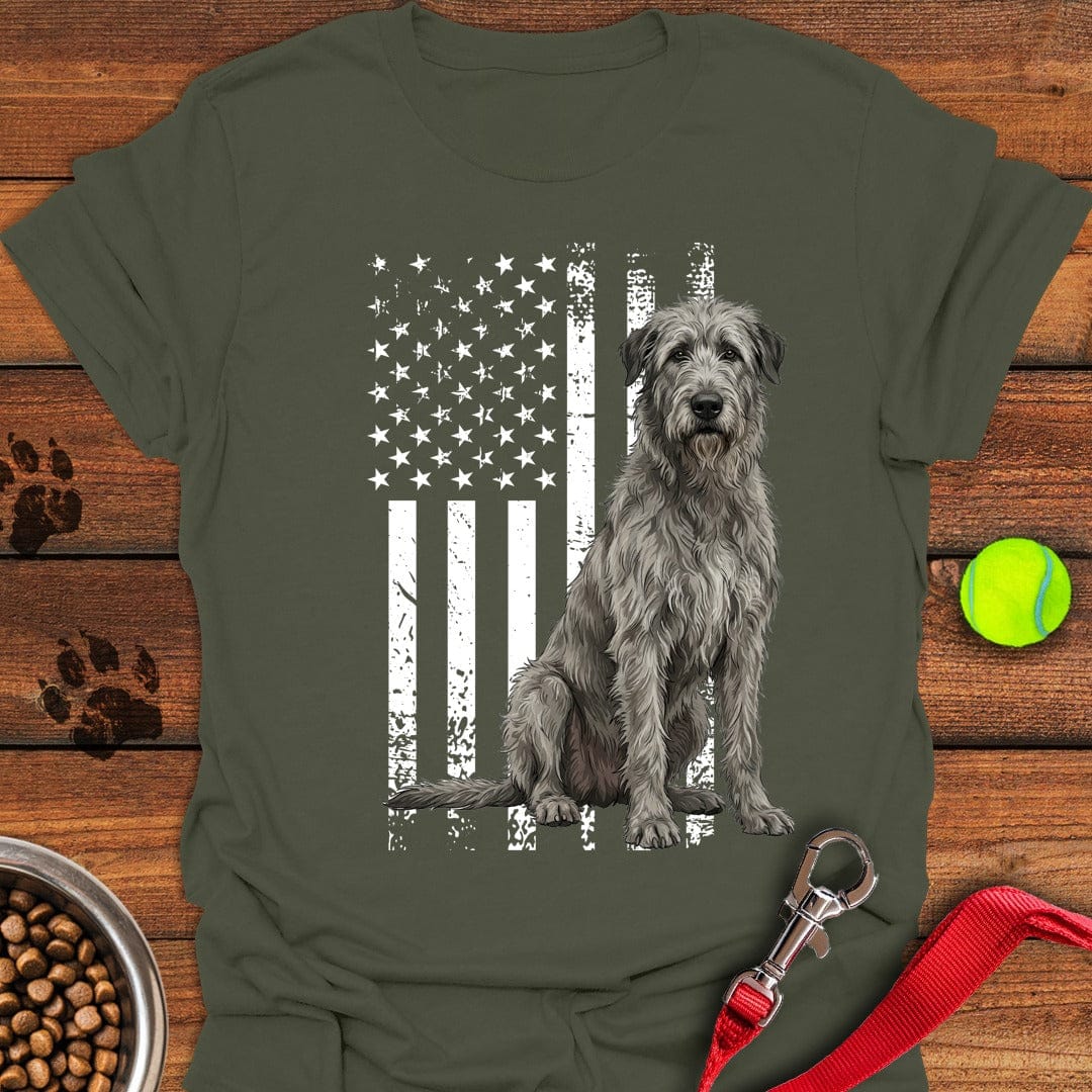 Irish Wolfhound USA Flag Military Green