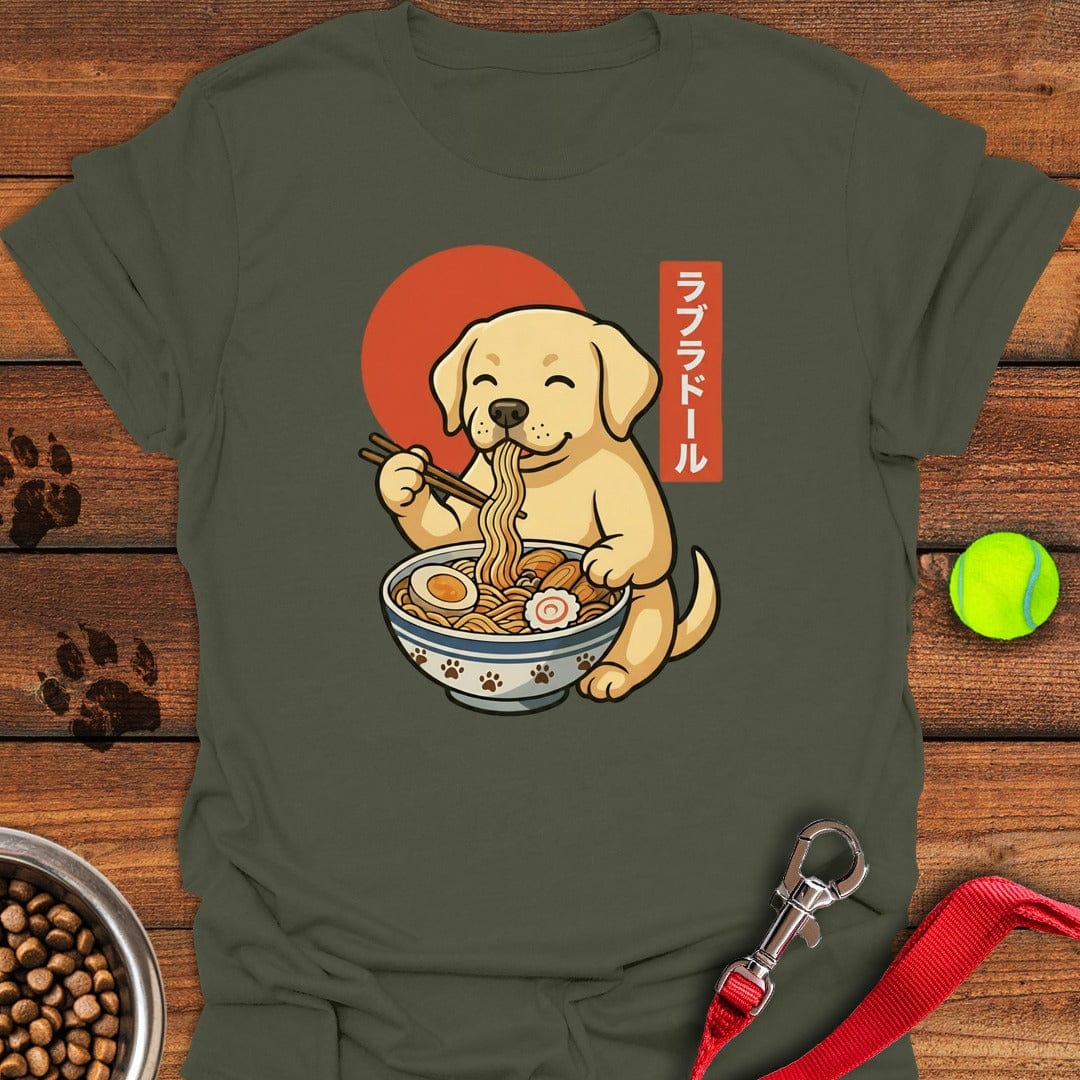 Lab Puppy Eating Ramen Military Green