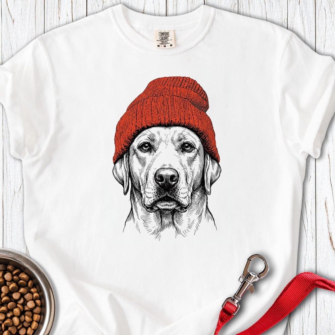 Labrador Beanie Premium Tee White
