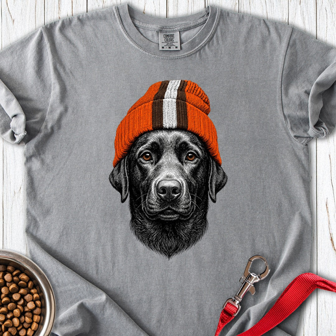 Labrador Orange Brown Beanie Premium Tee Grey
