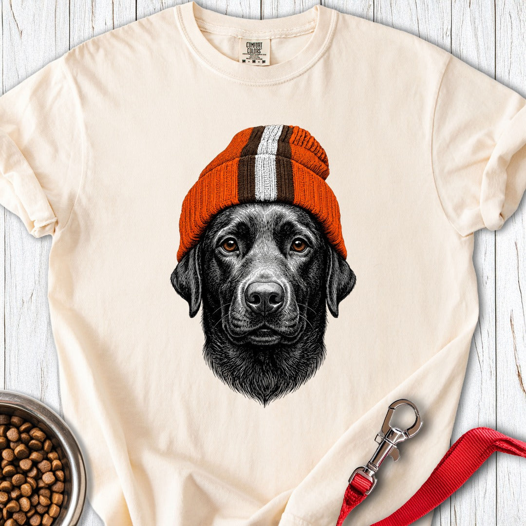 Labrador Orange Brown Beanie Premium Tee Ivory