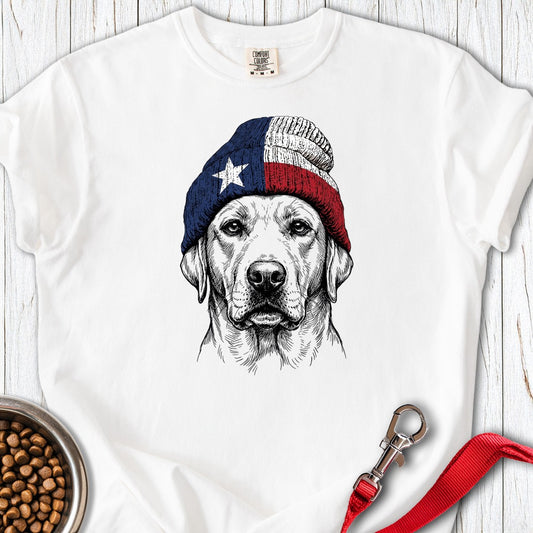 Labrador Texas Beanie Premium Tee White