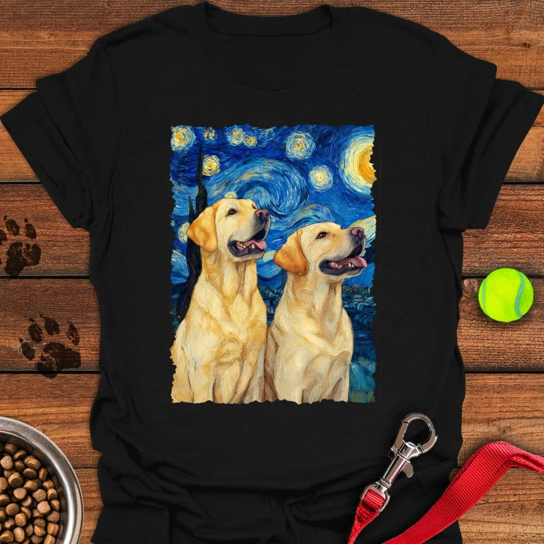 Two Yellow Labradors Van Gogh T-Shirt Black
