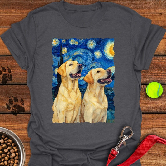 Two Yellow Labradors Van Gogh T-Shirt Dark Heather