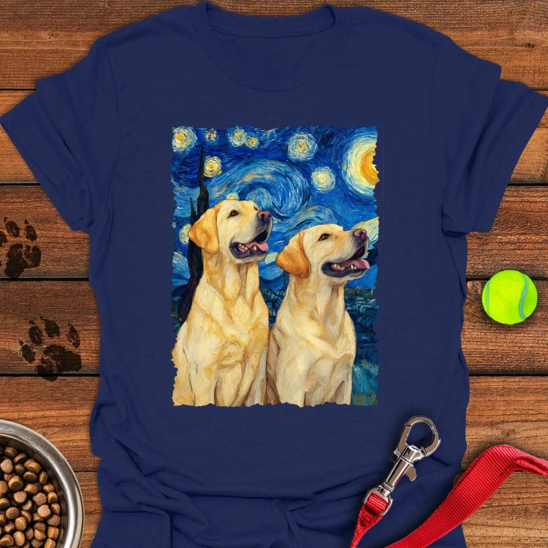 Two Yellow Labradors Van Gogh T-Shirt Navy