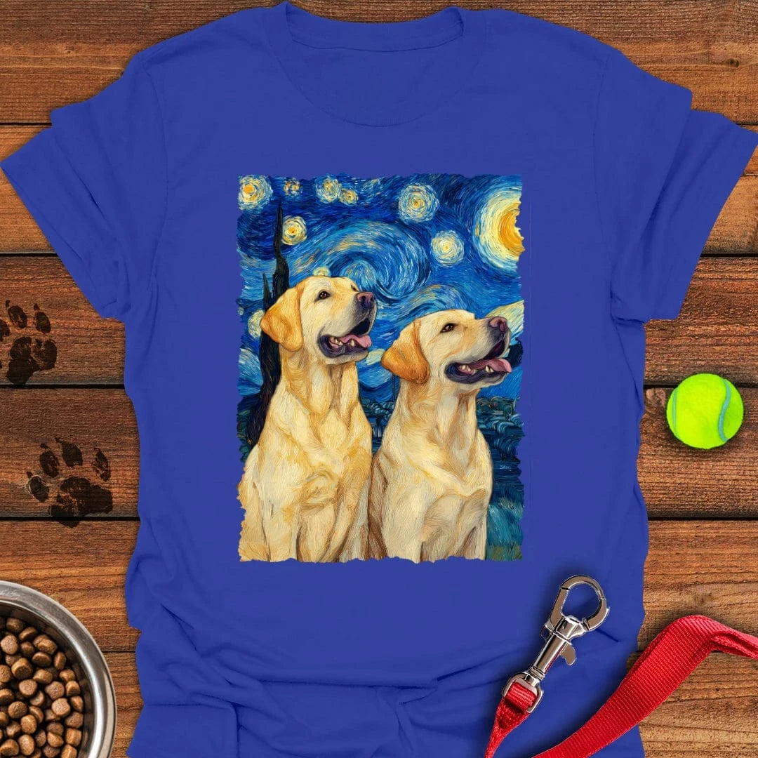 Two Yellow Labradors Van Gogh T-Shirt Royal