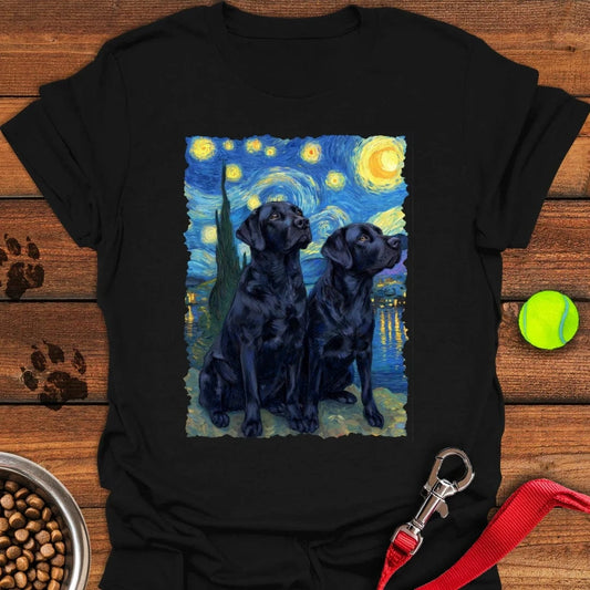 Two Black Labs Van Gogh T-Shirt Black