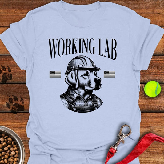 Funny Working Labrador T-Shirt Light Blue