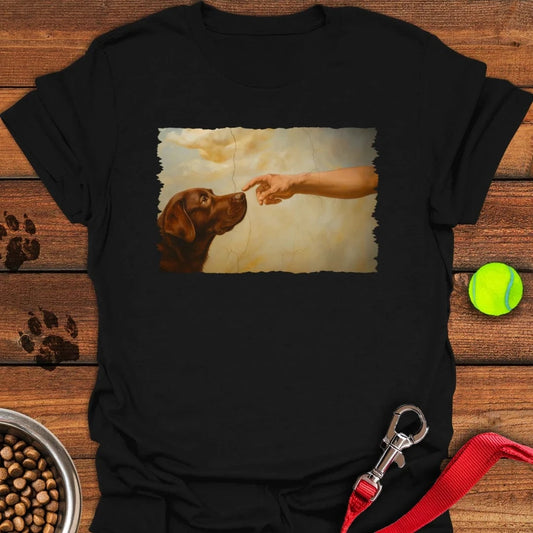 God Creates Chocolate Labrador T-Shirt Black
