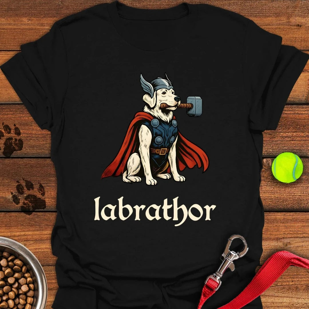 Labrathor White Labrador T-Shirt Black