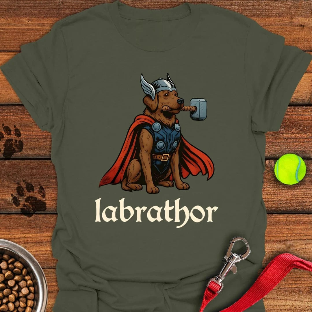 Labrathor Chocolate Labrador T-Shirt Military Green