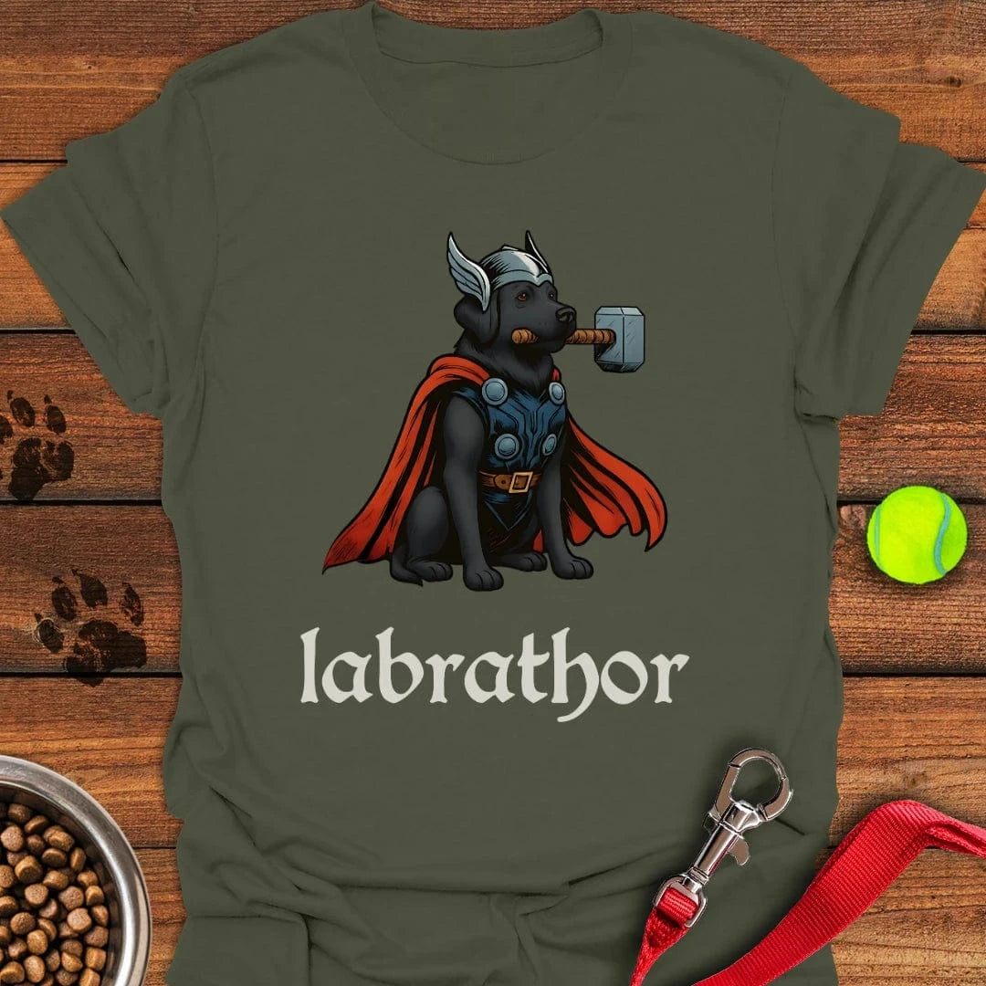 Labrathor Black Labrador T-Shirt Military Green