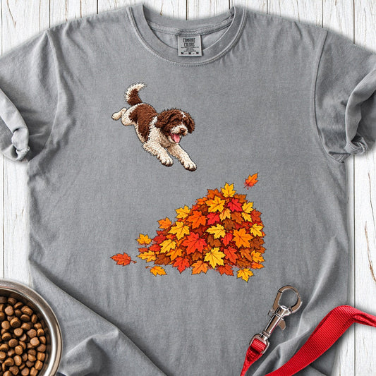 Lagotto Fall Leaves Premium Tee Grey