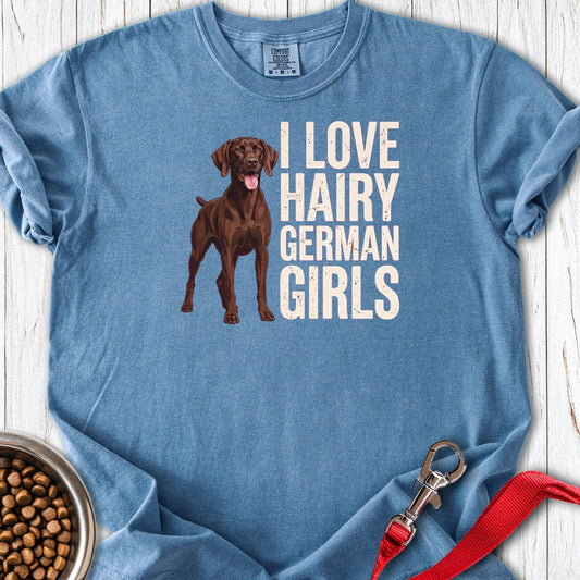 Liver German Shorthaired Pointer Hairy Girls Premium Tee Blue Jean