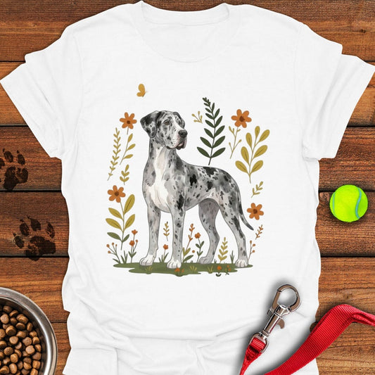 Merle Great Dane Flowers White