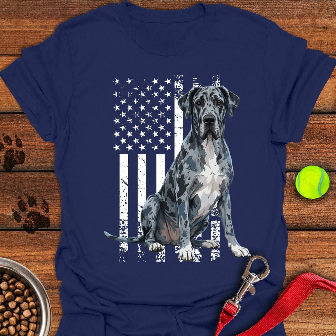 Merle Great Dane USA Flag Navy