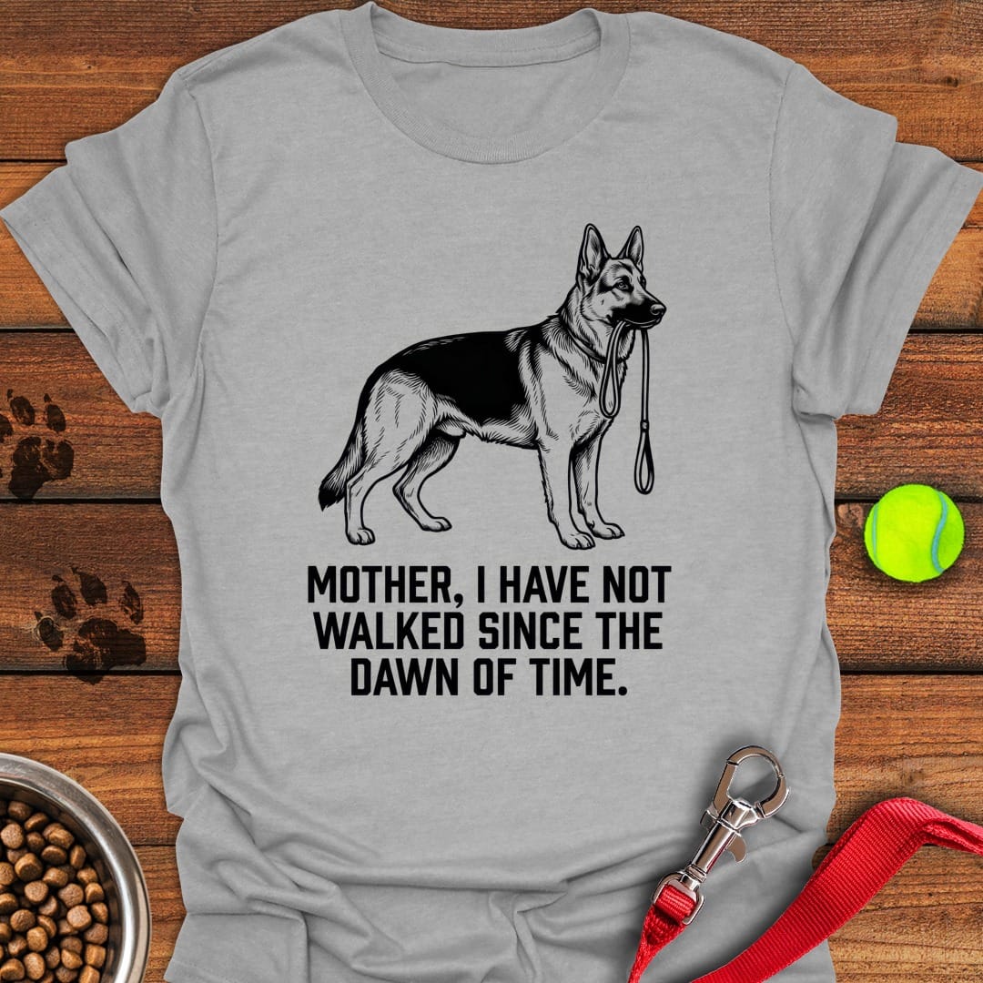 Mother Walking German Shepherd Sport Grey