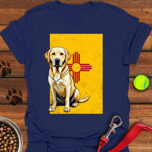 Yellow Labrador New Mexico Flag T-Shirt Navy