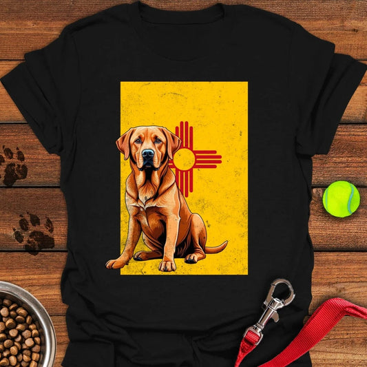 Fox Red Labrador New Mexico Flag T-Shirt Black