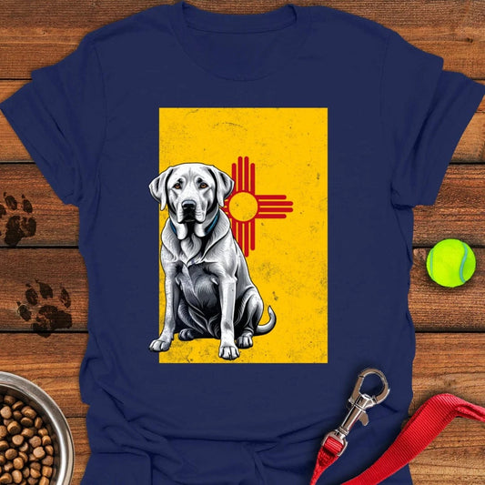 Silver Labrador New Mexico Flag T-Shirt Navy