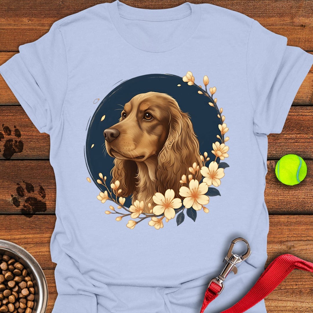 Orange Cocker Spaniel Flower Light Blue