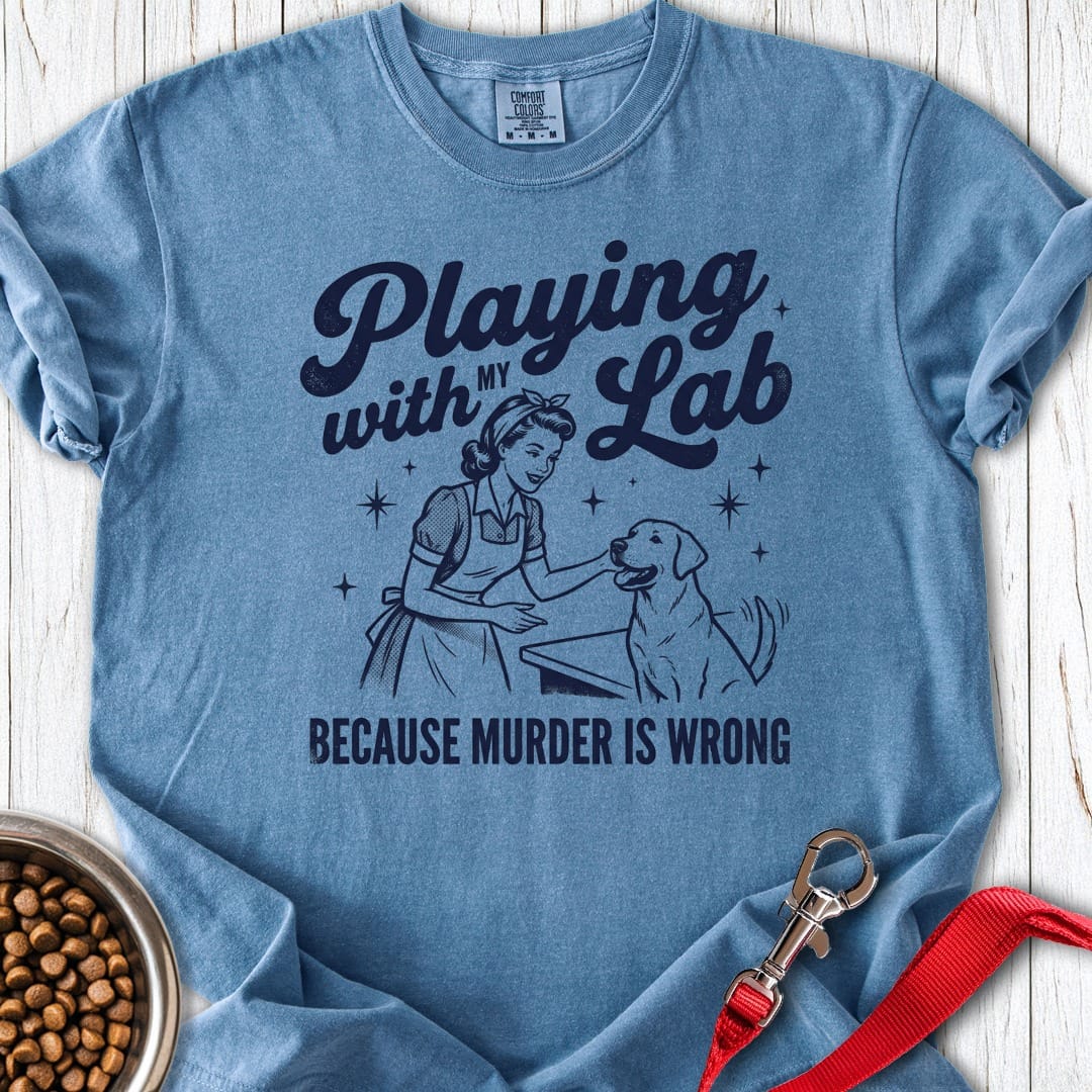 Playing With My Lab Premium Tee Blue Jean