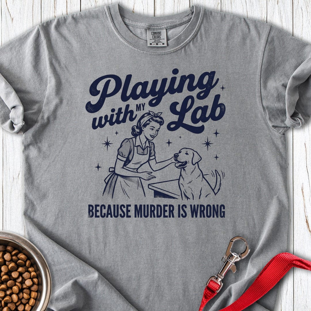 Playing With My Lab Premium Tee Grey