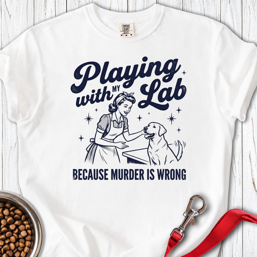 Playing With My Lab Premium Tee White