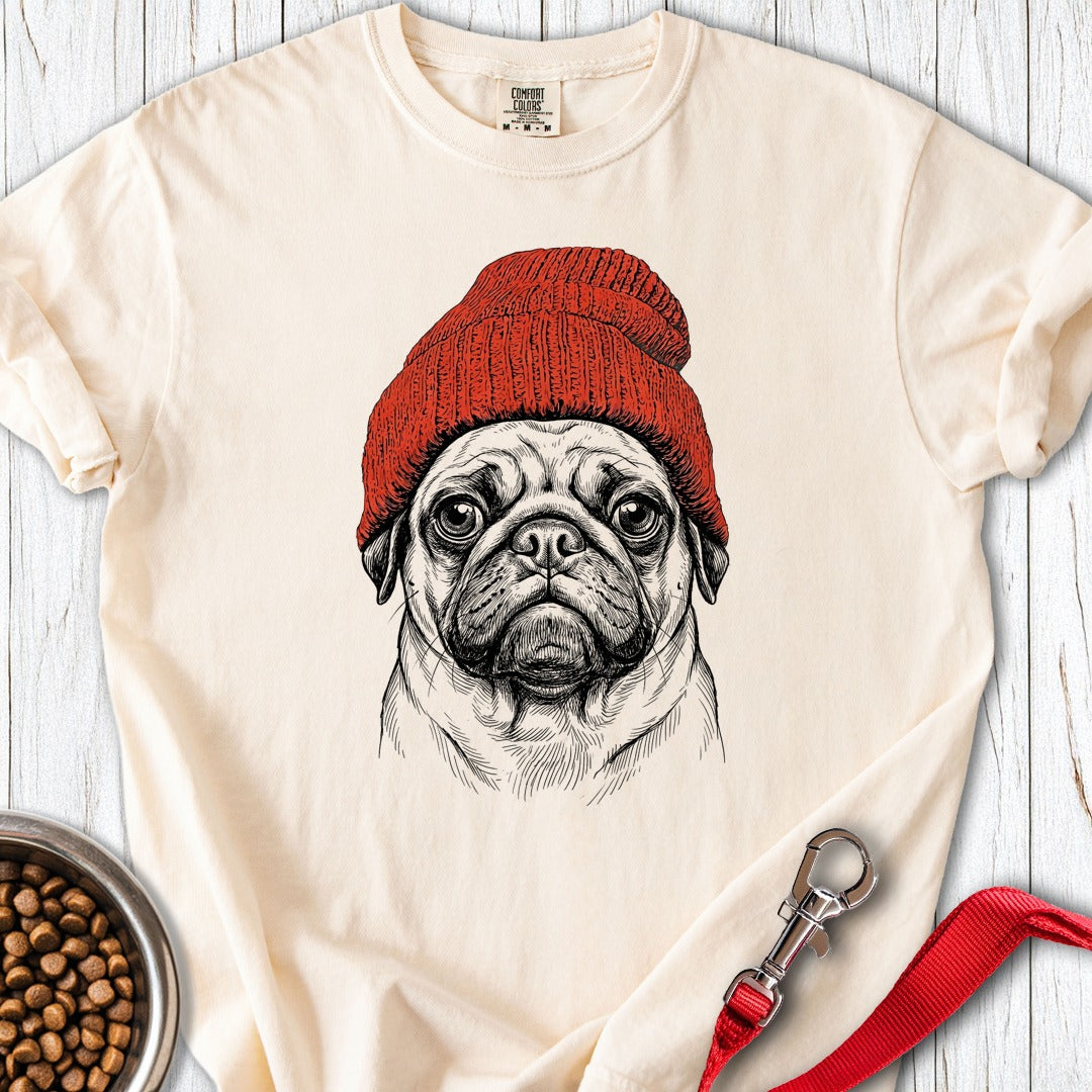 Pug Beanie Premium Tee Ivory