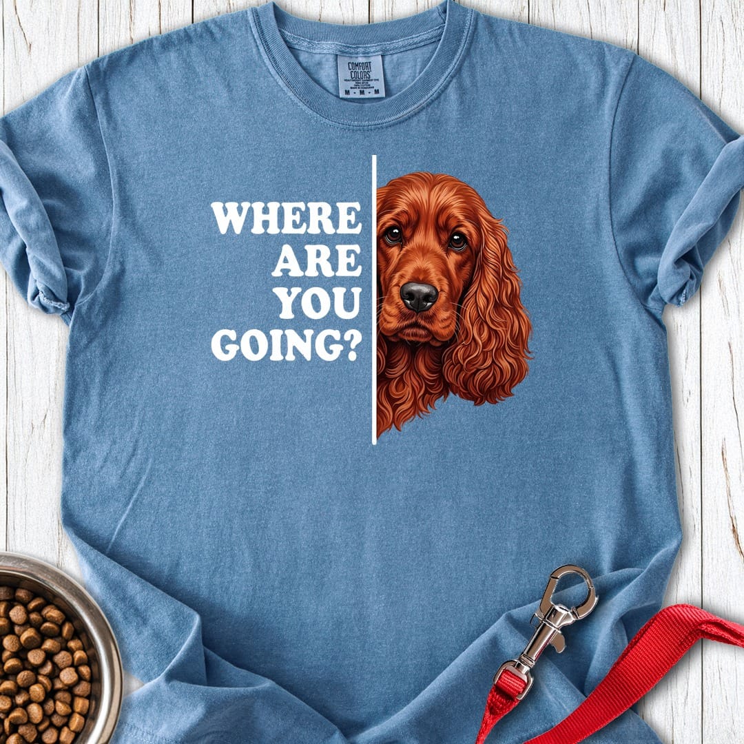 Red Cocker Spaniel Following Premium Tee Blue Jean