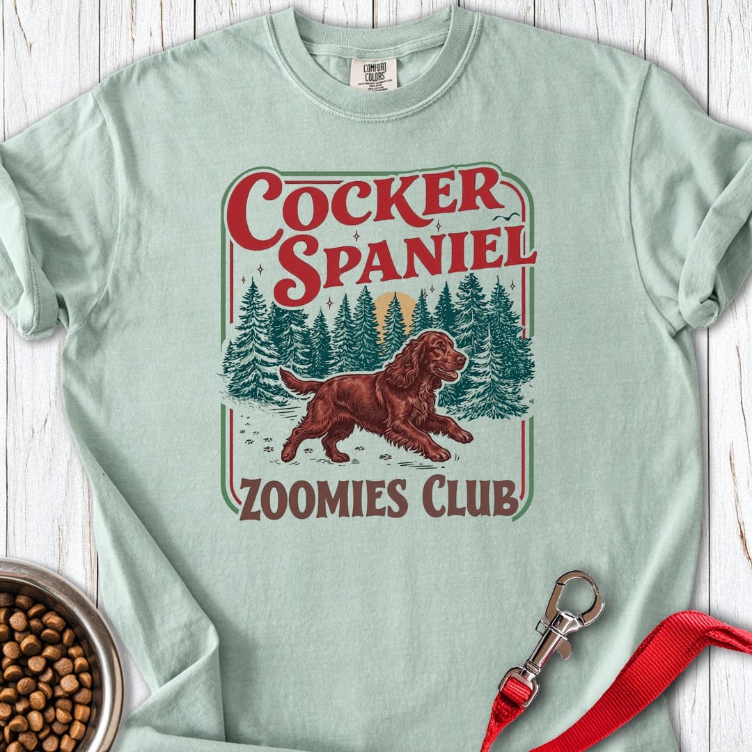 Red Cocker Spaniel Zoomies Club Premium Tee Bay
