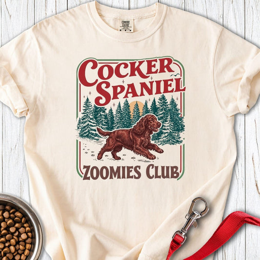 Red Cocker Spaniel Zoomies Club Premium Tee Ivory