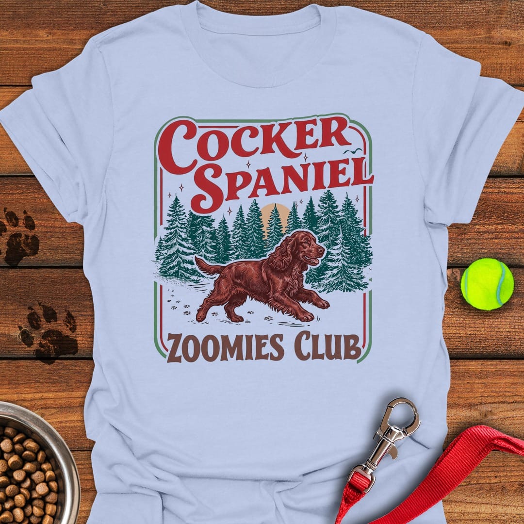 Red Cocker Spaniel Zoomies Club Light Blue