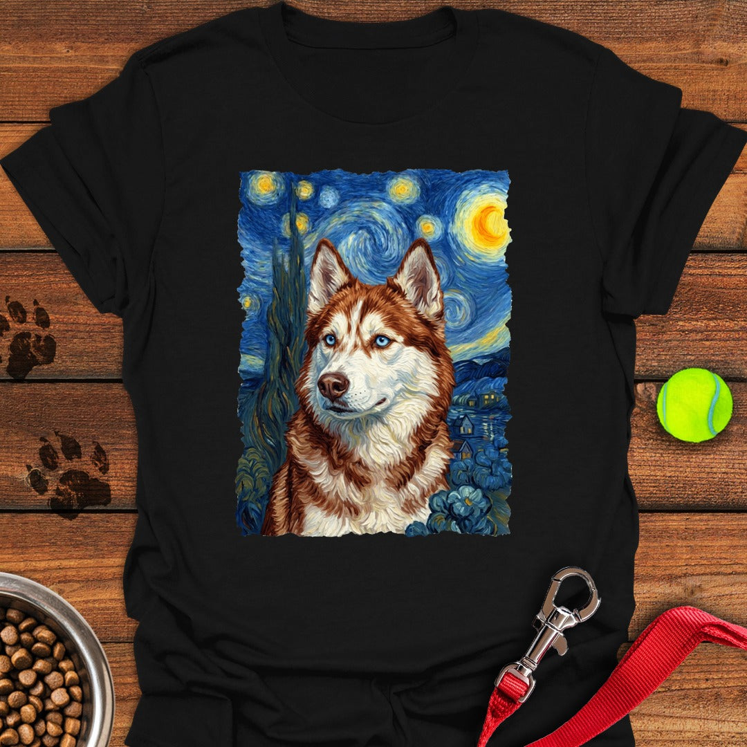 Red and White Husky Van Gogh Black