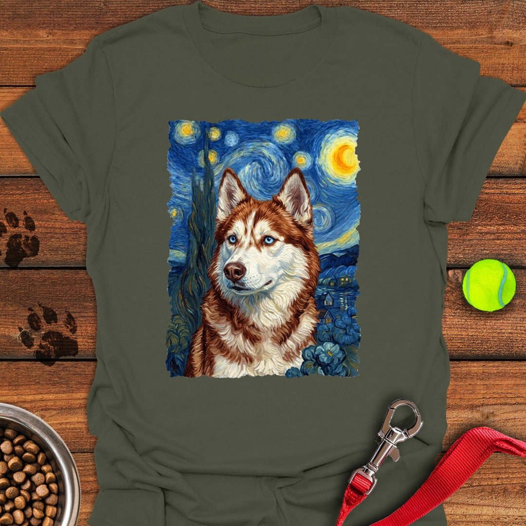 Red and White Husky Van Gogh Military Green
