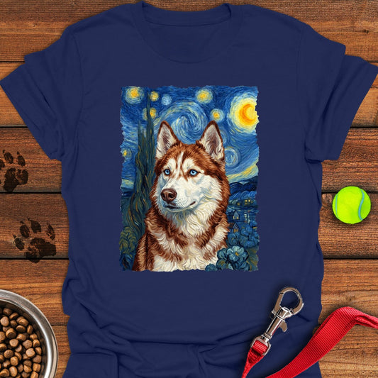Red and White Husky Van Gogh Navy
