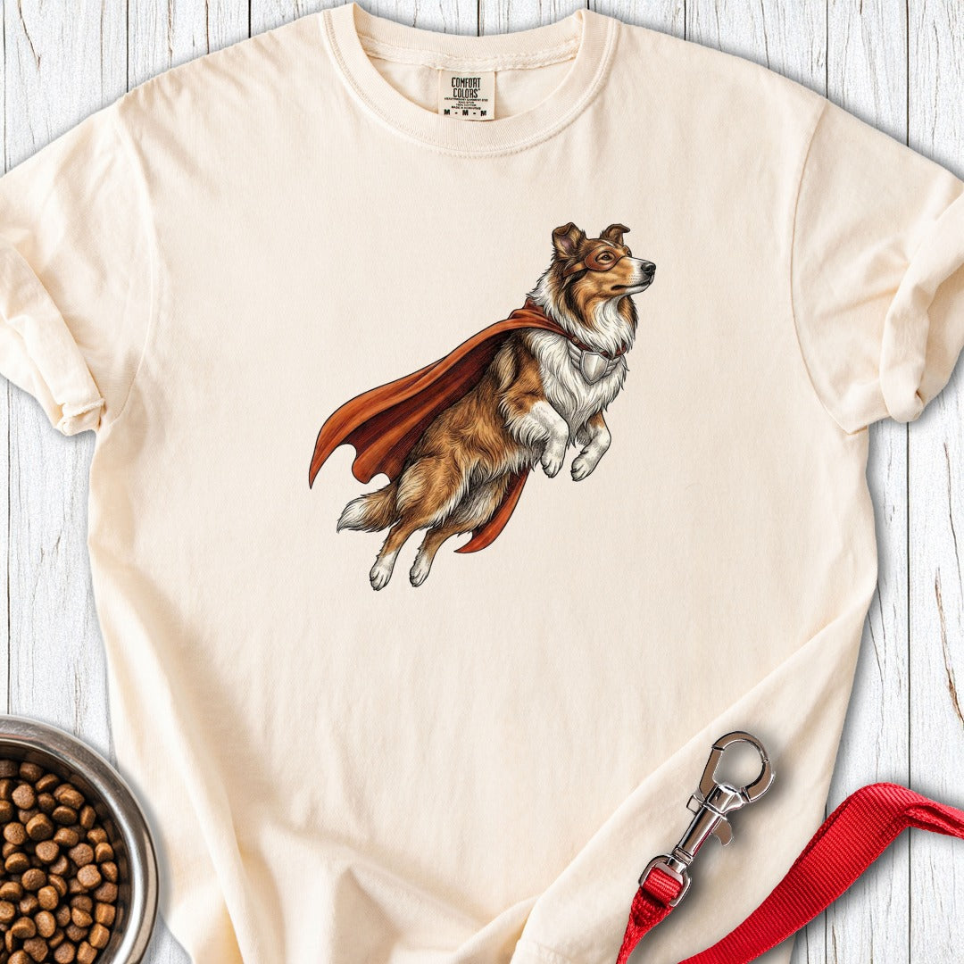 Rough Collie Superhero Premium Tee Ivory