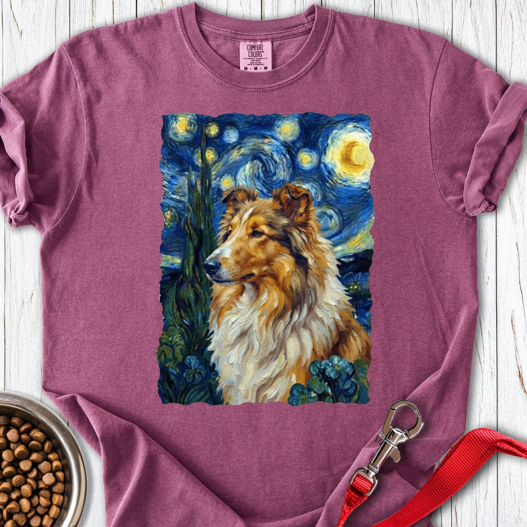 Rough Collie Van Gogh Premium Tee Berry