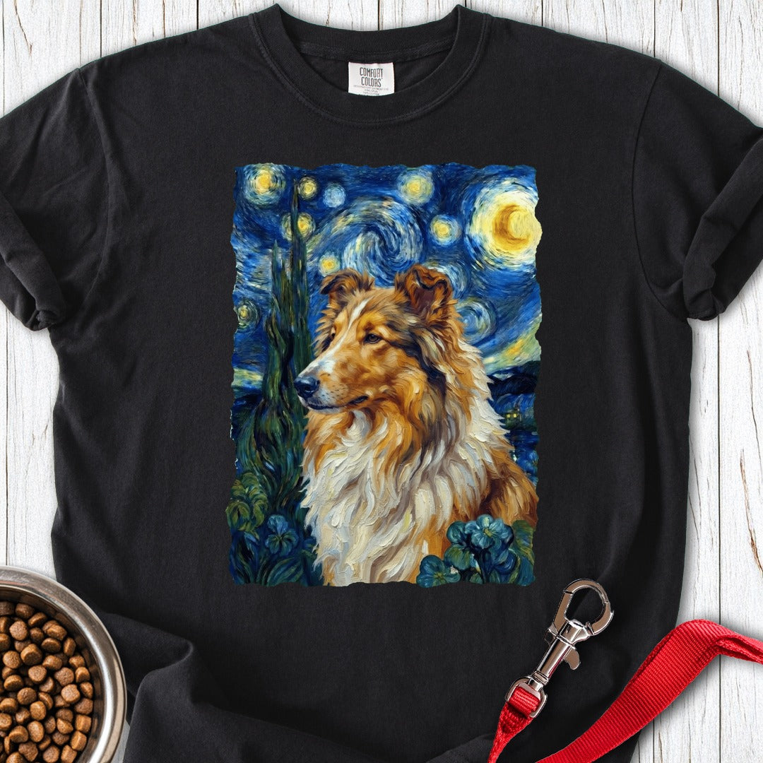 Rough Collie Van Gogh Premium Tee Black