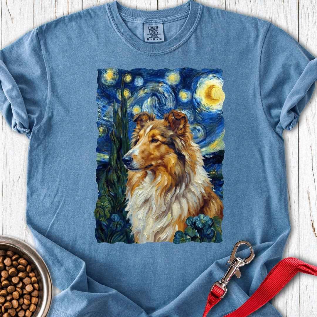 Rough Collie Van Gogh Premium Tee Blue Jean