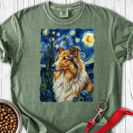 Rough Collie Van Gogh Premium Tee Moss
