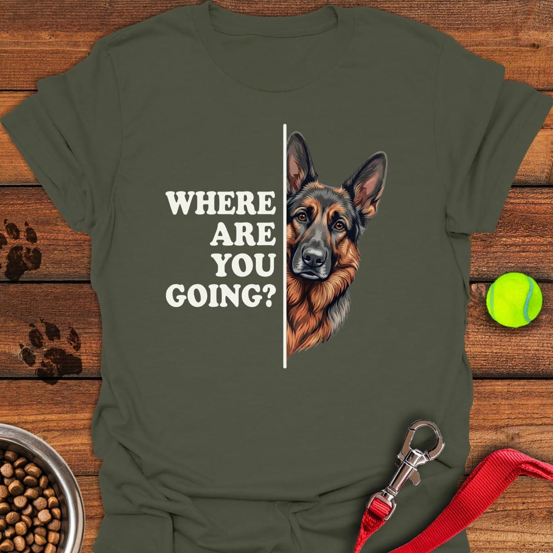 Sable German Shepherd Following Military Green