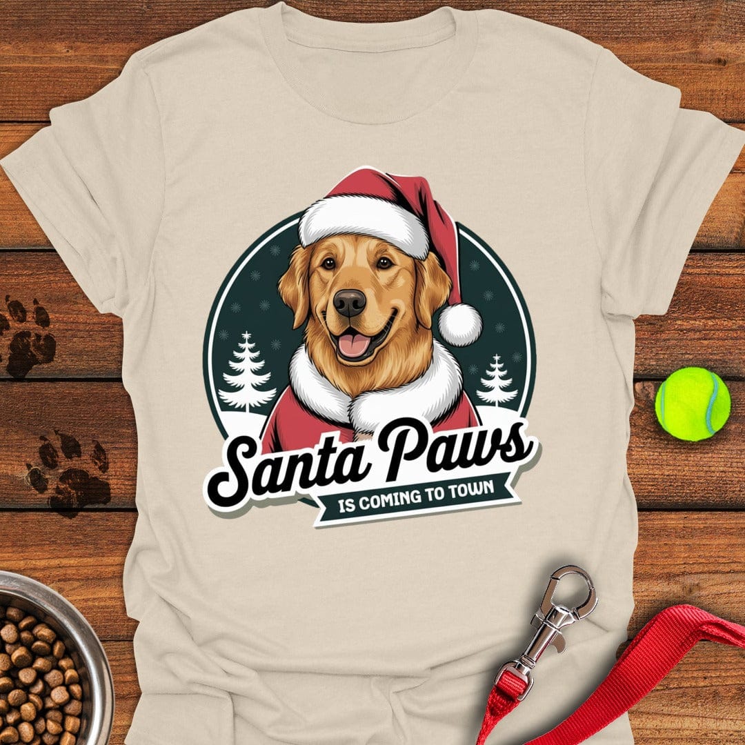 Santa Paws Golden Retriever T-Shirt Natural