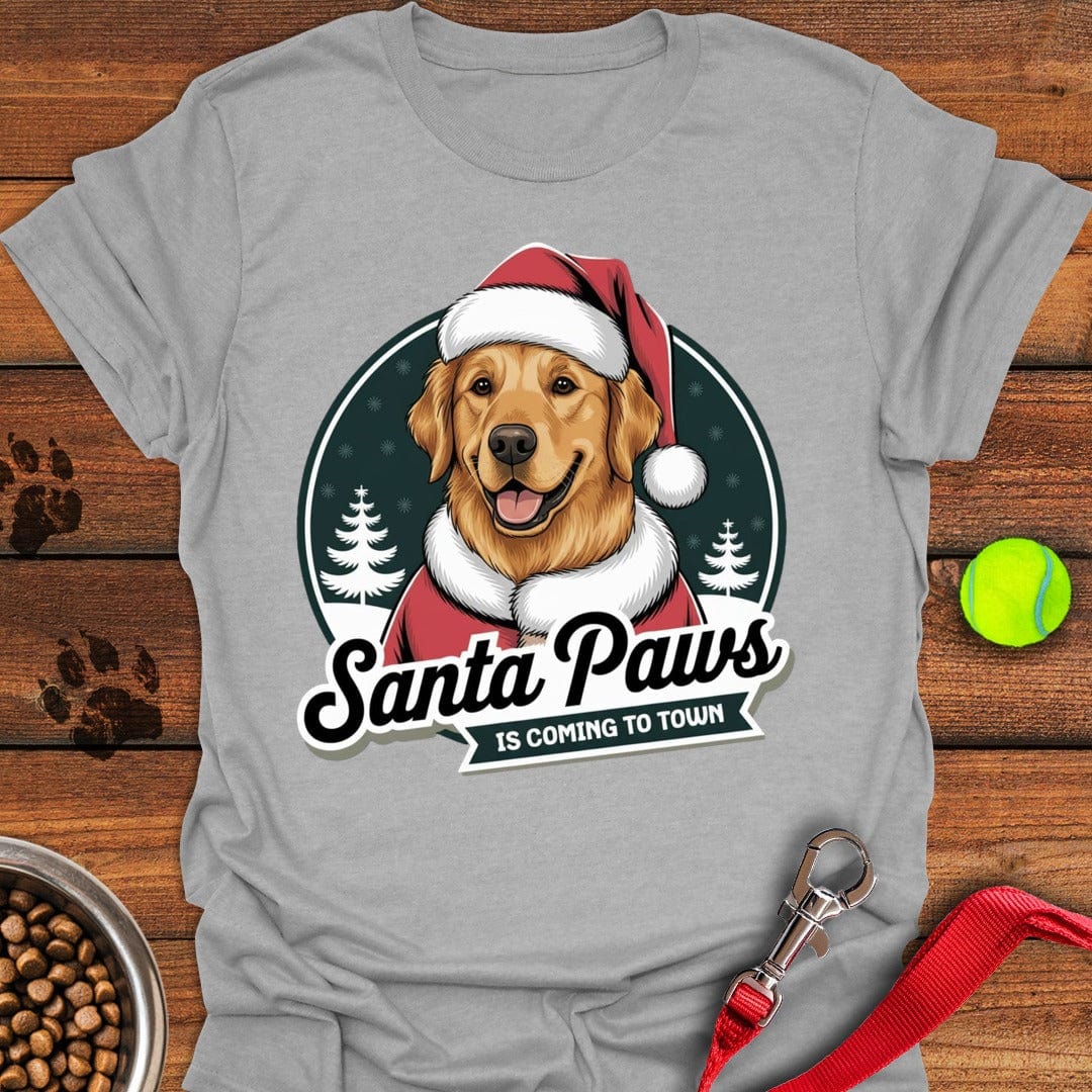 Santa Paws Golden Retriever T-Shirt Sport Grey