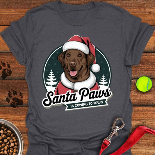 Santa Paws Labrador Christmas T-Shirt Dark Heather