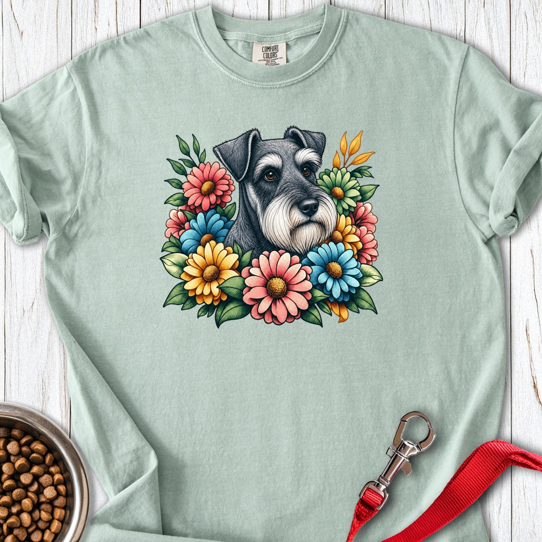 Schnauzer Floral Premium Tee Bay